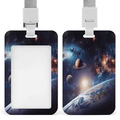 Portatarjetas impermeable, diseño de universo, galaxia y espacio exterior, ideal para identificación de trabajo o escuela, tarjeta de crucero, pase o para compañeros de oficina.