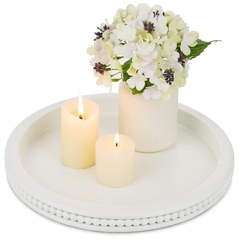Hanobe White Beaded Decorative Tray Cover