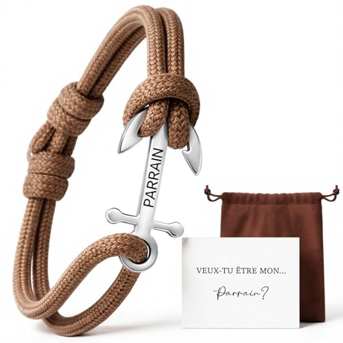 Jadive Cadeau Demande Parrain Annonce Grossesse Tonton Papi Parrain Bracelet Carte Annonce avec Sac d'Emballage en Daim pour Cadeau Baptême Noël Communion...