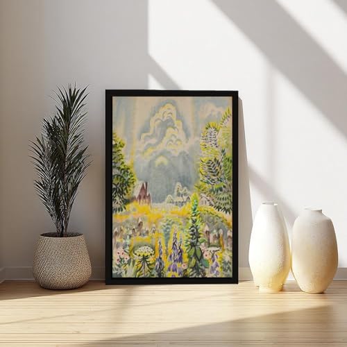 Impression sur toile 40x61cm tableau jardin fleurs nuage Burchfield