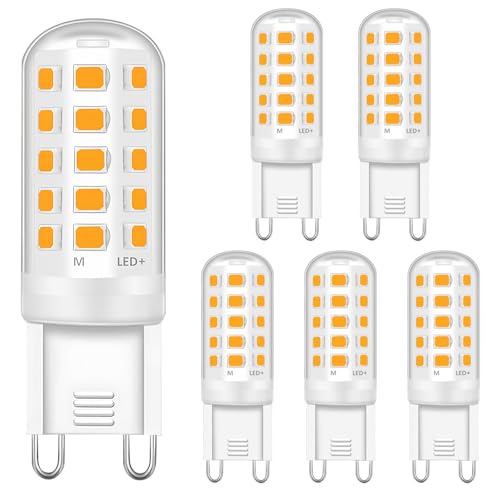 G9 Bombilla LED 4W 3000K Blanco Cálido, Equivalente 40W Halógena, 400LM Sin Parpadeo, No Regulable, para Sala de Estar, Dormitorio, Cocina   6 Unidades