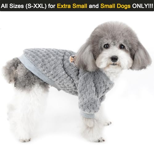 Zunea Kleiner Hundepullover Welpenpullover Mantel Winter Warm Fleece Pullover für Hunde Junge Mädchen Super Weiche Haustierkleidung Bekleidung Chihuahua Katze Outwear für kaltes Wetter Grau L
