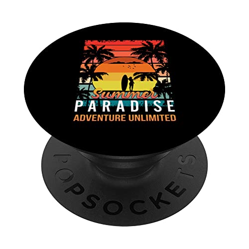 Sunshine Summer Palm Trees Beach Vibes Tropical paradise PopSockets Swappable PopGrip, Black