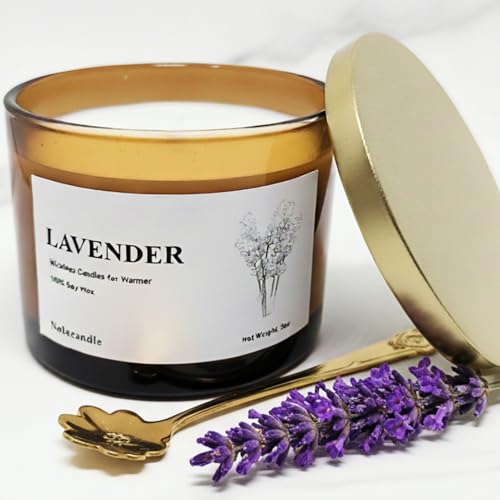 VOHO Lavender Wickless Candles for Candle Warmer Lamp 9oz Soy Candle with Stirring Spoon & Lid Wickless Lavender Aroma Ideal for Candle Lamp Candles Gifts for Women Birthday Christmas Home Aroma