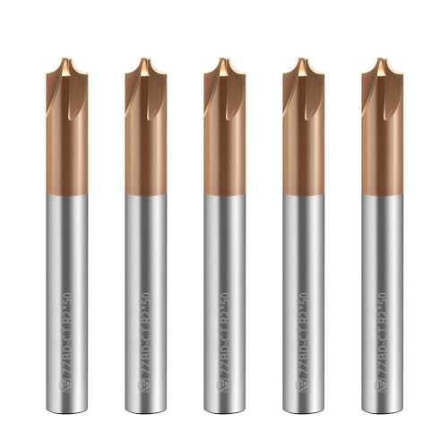 ZZBD-CT Carbide Radius Corner Rounding Inner R End Mills 4 Flute TiSiN Coated,for Milling Alloy Steels,Hardened Steel, Metal 5Pcs R2*50mm