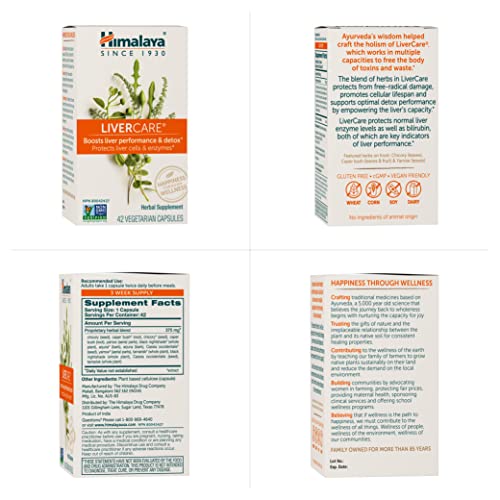 Himalaya Livercare For Total Liver Support, Cleanse And Detox, Protects Cells & Enzymes, 375 Mg, 42 Capsules, 3 Week Supply #TOP6