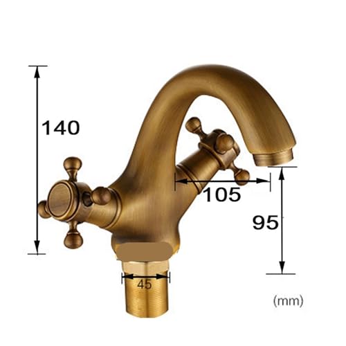 Robinet antique en laiton massif YT-5021 double poignée bronze pour vasque chic - 8