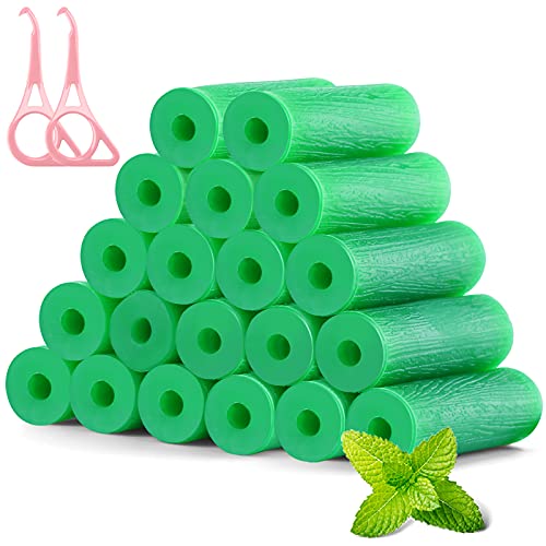 Aligner Chewies for Invisalign Aligners Mint Scented (20 Pcs Green) and Aligner Removal Tool (2 Pcs Pink)