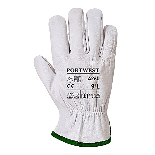 Portwest A260 Classic Goat Skin Oves Driver Glove Gray, Large, Grey - Image 2