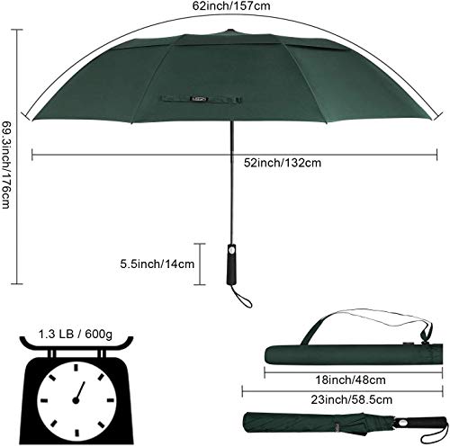 Image of G4Free 62 inch Portable Golf Umbrella Automatic Open Large Oversize Vented Double Canopy Windproof Waterproof Sport Umbrellas | Windproof Heavy Duty Umbrella, Automatic Open, Sport Umbrella, Durable, Waterproof Stick Umbrella, for Rain, for 2 People