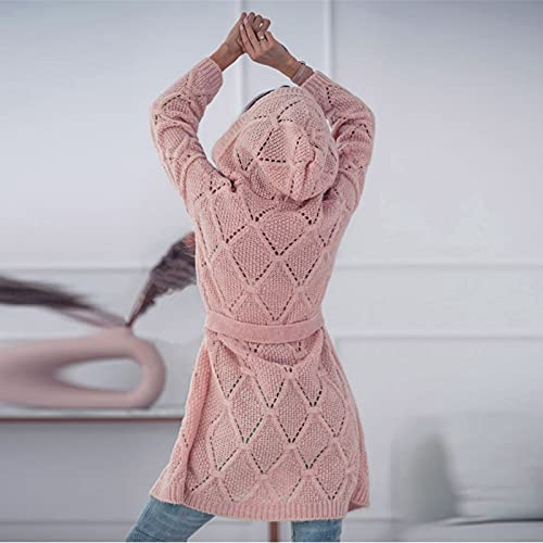 Briskorry Dames lange mouwen grof gebreide trui cardigan grote maten gebreide jas herfst winter breiwerk tiener meisjes mantel lange gebreide jas jas jas met capuchon - Image 7