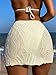 Falainetee Women's Drawstring Front Split Thigh Summer Bikini Cover Up Skirt White M