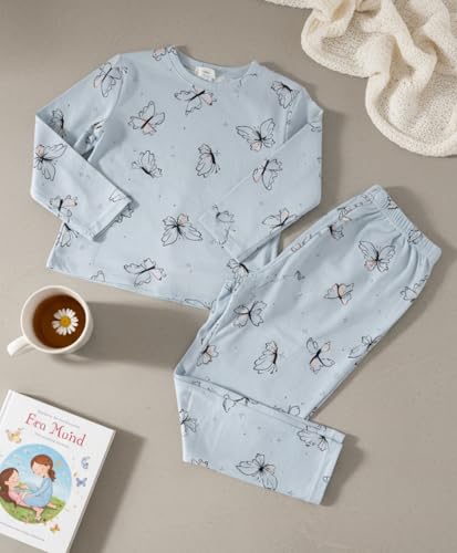 Image of ANTHRILO Blue Butterfly Long Sleeve Pyjama Set - Blue | 9-10 Years