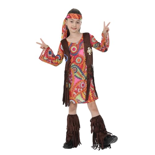 Blusa para bebé hippie, disfraz de Halloween, amante de la paz, temática de los años 60, sesión de fotos, ropa de vestidor para niños pequeños, actuación en escenario para bebé, 4-5 años