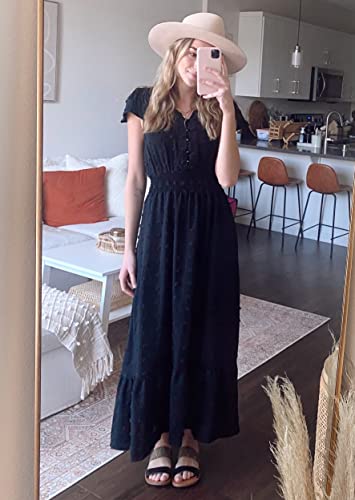 image for PRETTYGARDEN Womens Summer Casual V Neck Short Sleeve Maxi Dress Swiss