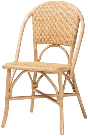 bali & pari Jaylyn Natural Rattan Dining, Handwoven Wicker Side Chair with Arched Back