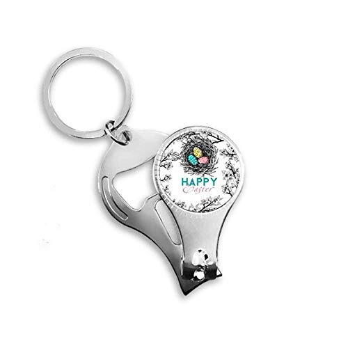 Happy Easter Religion Festival Egg Nest Nail Nipper Ring Key Chain Bottle Opener Clipper