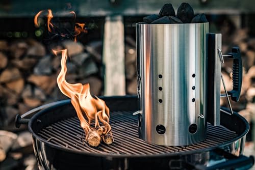 Grillfürst Anzündkamin aus Edelstahl mit Sicherheitsgriff - 30,5 x 19cm - Grillkohleanzünder- Grillkamin 4