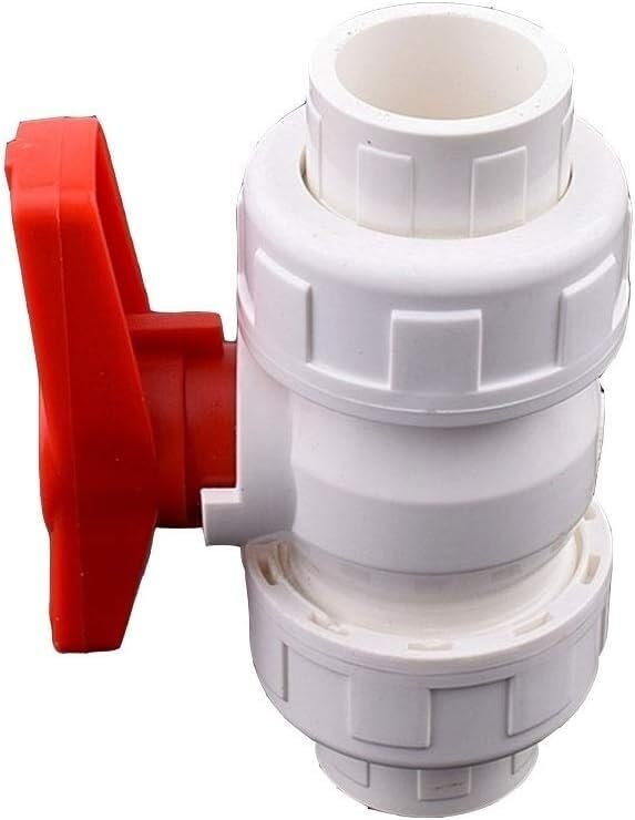 Valvola a Sfera in PVC, Valvole di Intercettazione Acqua Compatte con Impugnatura a T Raccordi per Tubi Idraulici per Irrigazione da Giardino(DN25