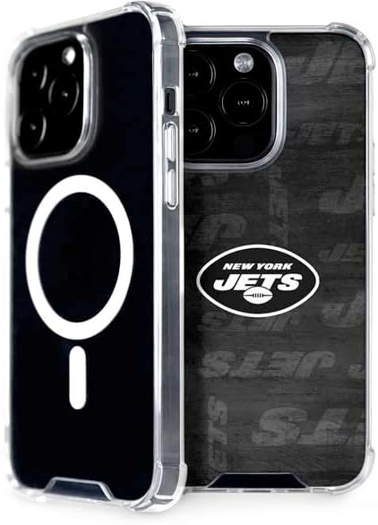Skinit Phone Case Compatible with MagSafe iPhone 15 Pro - Officially Licensed NFL New York Jets Black & White Design