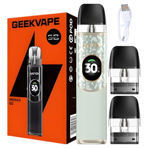 Geekvape Wenax Q2 Vape Kit [Summer Lime] - Available in 9 colours - 2AFast Charge 1250mAh Battery 30W Max Adjustable Airflow - Compatible with Geekvape Q Pods - No Nicotine