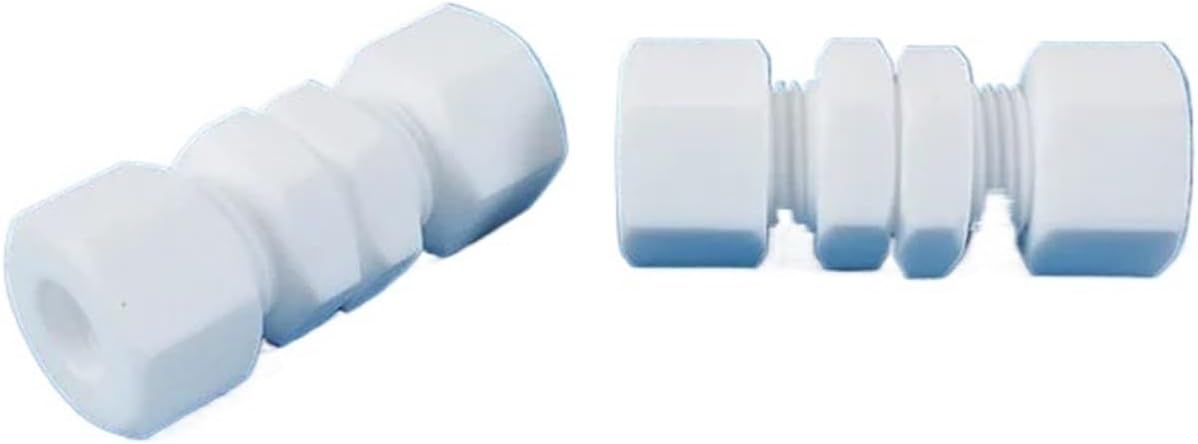 1PC Bulkhead 1 2 3 4 6 8 10-35mm Tube OD PTFE Compression Bulkhead Compression Union Connector Coupler Fitting Anti-corrosion High Temperature Resistance(12mm)