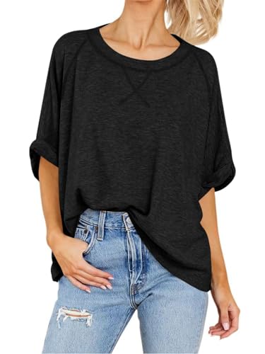 Langwyqu Oversized Tshirts Summer Short Sleeve Shirts Casual Loose Fit Basic Tees3