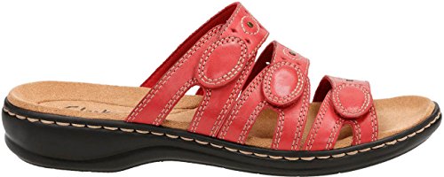 Clarks Clarks Women's Leisa Cacti Q Slide Sandal, Red Leather, 9 Wide