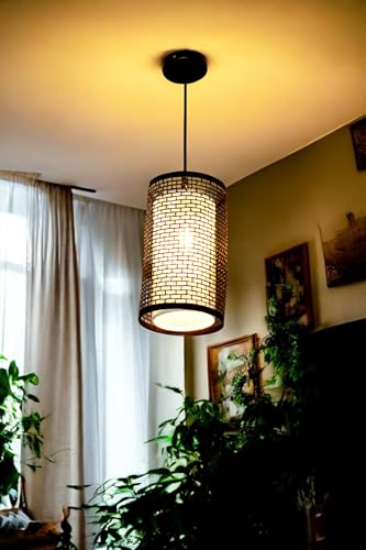 Image of Prop It Up Woven Metal Pendant Light, 18 cm Diameter, Black, Double Layer