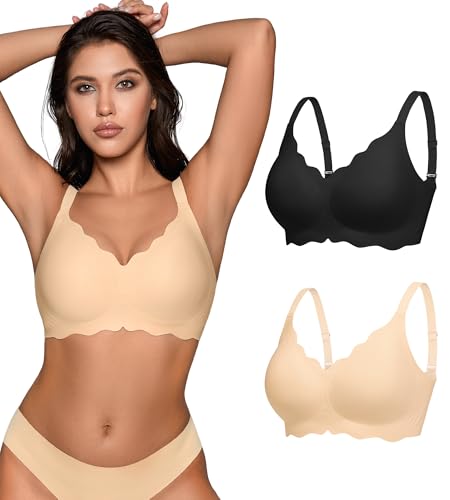 Bras for Women No Underwire - Wireless Seamless Bralettes with Support Padded Full Coverage Comfortable Tshirt Bra
