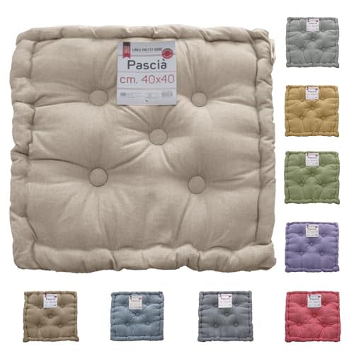 Tata Home Cuscino per Sedia 40x40x7 cm Cuscino Mattonella Sedia da Interno ed Esterno Cuscino Pavimento Materasso Trapuntato Imbottito Colore Beige