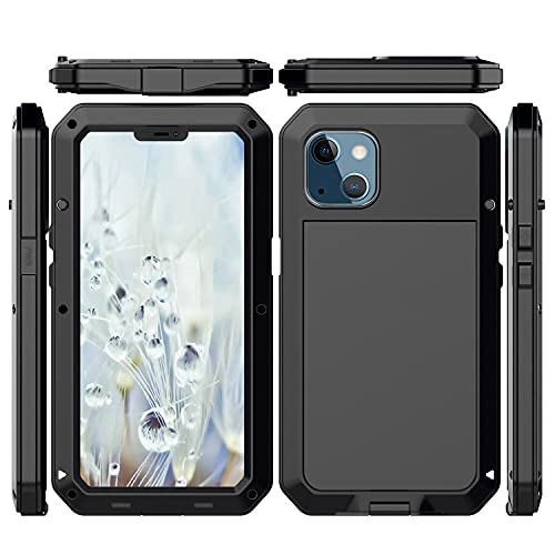 Coque iPhone 13 militaire robuste en aluminium noir anti-poussière