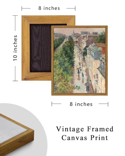 Image of ARPEOTCY Vintage Framed Canvas Print Wall Art, 8x10 inch, French Street Scene Cityscape Country Art Home Decor, Aesthetic Room Decor, Natural Scenery Wall Decoration for Living Room, Bathroom, Office