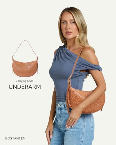 Image of BOSTANTEN Purses for Women Crescent Crossbody Bag Vegan Leather Shoulder Hobo Handbag Adjustable Strap
