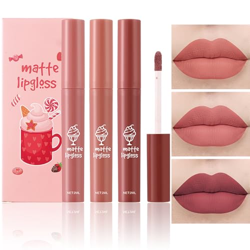 Tiejdhr Pintalabios mate color piel, suave y aterciopelado con efecto hielo, 24 horas, barra de labios natural duradera y nutritiva, set C 1 onza líquida (Paq