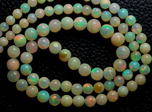 LKBEADS 45 cm długi naszyjnik ze sznurka, naturalny w pełni ognisty, etiopski opal gładkie okrągłe rondelles, rozmiar 7-4 mm