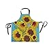 Fartuch z nadrukiem słoneczniki nadruk kwiat szefa kuchni fartuch miękki fartuch uniseks fartuch na szelkach fartuch do gastronomii kelnerki, ogród 70 x 84 cm