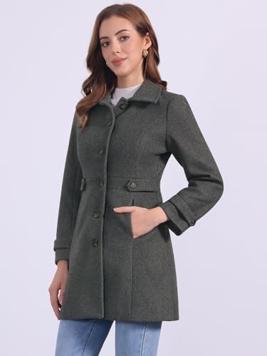Image of Allegra K Women's Winter Classic Overcoat with Pockets Single Breasted Coat | Soft pea coat, Fully lined outerwear, Trendy, Fall office peacoat, Warm casual holiday everyday wear,