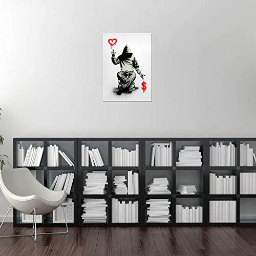 Uniya Banksy Poker Cards Hearts Ace Artwork For Living Room Wall Art Framed Poster And Print Abstract Canvas Painting For Bedroom Office Wall Decor (12X16Inch, Banksy Poker Cards Hearts Ace) #TOP2