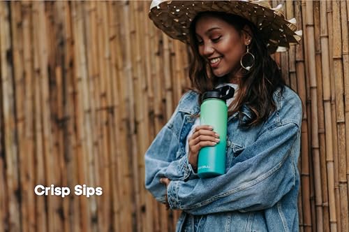 Image of HYDRO CELL Stainless Steel Insulated Water Bottle with Straw - For Cold & Hot Drinks - Metal Vacuum Flask with Screw Cap and Modern Leakproof Sport Thermos for Adults (Mint /Green 18oz)