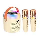 Karaoke-Maschine für – Musik-Player und mit LED-Lichtern, tragbarer Lautsprecher mit Mikrofon | für Camping, Reisen, Zuhause, praktisch, Gesang, Klassenzimmer, Geburtstag, Party