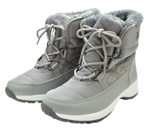 モズ MOZ スノーブーツ ウィンターブーツ ショートブーツ 防寒 防水 防滑 ファー 裏起毛 レディース 婦人 MZ-9800 靴 (グレー, 23.0 cm)