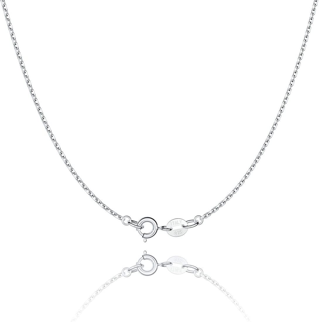 TBUQNZA Cadena de Plata de Ley 925 para Mujeres y Niñas, Cadena Italiana de Plata Fina, Joyería - Collar - Fuerte Collar de Oro Blanco Pulido para Mujeres, Largo 40-45cm