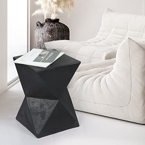 Levede Side Table Coffee Table End Table Terrazzo Geometric Shape Magnesia Concrete Stool Stand for Indoor Outdoor Use,No Assembly, Modern Hourglass Design,for Living Room, Bedroom