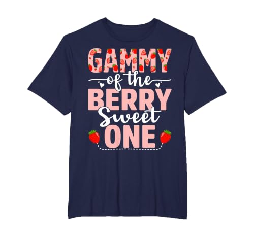 Gammy of The Berry Sweet One Birthday Strawberry Gammy T-Shirt, Men's Big and Tall, Navy Blue, 5X Tall