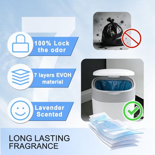 12 Stück Nachfüllkassetten für Katzenstreu Entsorgungseimer, aus 7 Lagigem EVOH Material, Antibakterielle und Desodorierende Nachfüllkassette, Geeignet für Katzenstreu-Eimer und Windeleimer