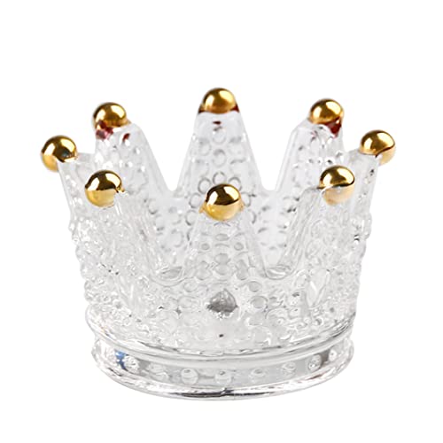 1Pc Crown Ashtray Elegant Glass Crown Candle Holder Home Decor Candle Ash Holder For Home(B)