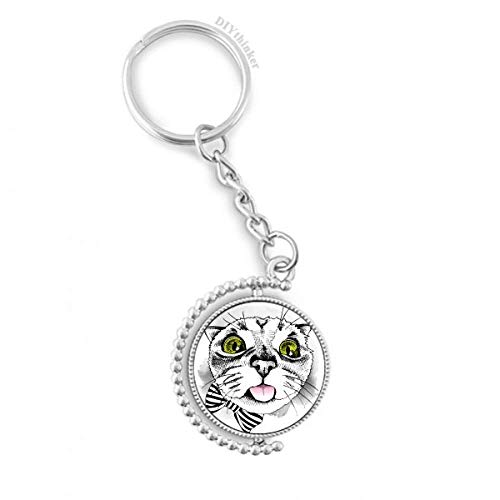 Porte-clé chat blanc rotatif, l'idée cadeau idéale pour les amoureux des animaux