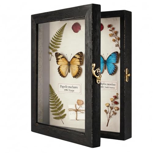 TJ.MOREE Shadow Box 5x7 Memory Display Case Wooden Picture Frame Black