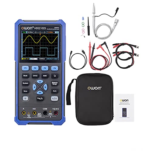 OWON HDS2102S - Osciloscopio portátil de 2 canales de 100 MHz ancho de banda 20000 cuentas multiumeter OSC + DMM + generador de forma de onda